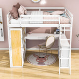 Modern Full Size Loft Bed with Desk and Storage for Kids, Junior - [Wood, Drawers, Shelves]