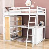 Modern Full Size Loft Bed with Desk and Storage for Kids, Junior - [Wood, Drawers, Shelves]