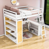 Modern Full Size Loft Bed with Desk and Storage for Kids, Junior - [Wood, Drawers, Shelves]