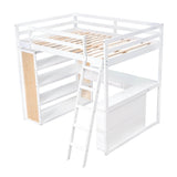 Modern Full Size Loft Bed with Desk and Storage for Kids, Junior - [Wood, Drawers, Shelves]