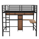 Metal Full Size Black Loft Bed with Desk and Storage for Adults, Teens