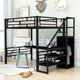 Full Size Loft Bed with Desk and Storage Stairs for Kids, Adult - [Wardrobe, Convertible]