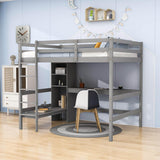 Full Size Loft Bed with Desk and Couch, Storage for Adults, Teens