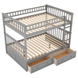 Full Over Full Bunk Beds with Storage Drawers for Kids - [Wood, Convertible, Small Room]