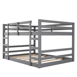 Modern Low Full Over Full Bunk Beds for Kids Toddler with 2 Ladders - Wooden