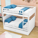 Wooden Full Over Full Bunk Beds with Trundle for Kids - [Convertible]