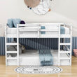 Modern Low Full Over Full Bunk Beds for Kids Toddler with 2 Ladders - Wooden