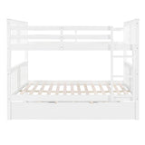 Convertible Full Over Full Bunk Beds with Trundle for Kids Adults - [Wooden]