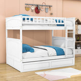 Wooden Full Over Full Bunk Beds with Trundle for Kids - [Convertible]