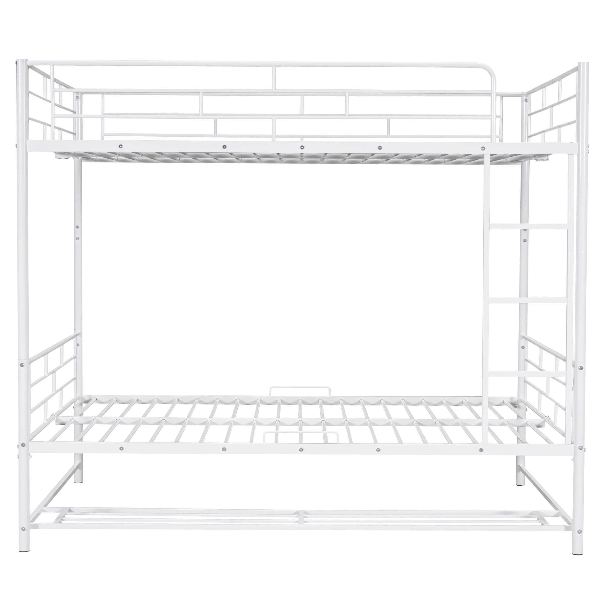 Metal Full Over Full Convertible Bunk Beds for Adults with Storage Shelves