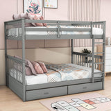 Full Over Full Bunk Beds with Storage for Kids, Adults - [Wooden, Convertible]