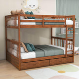 Full Over Full Bunk Beds with Storage for Kids, Adults - [Wooden, Convertible]