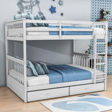 Full Over Full Bunk Beds with Storage for Kids, Adults - [Wooden, Convertible]