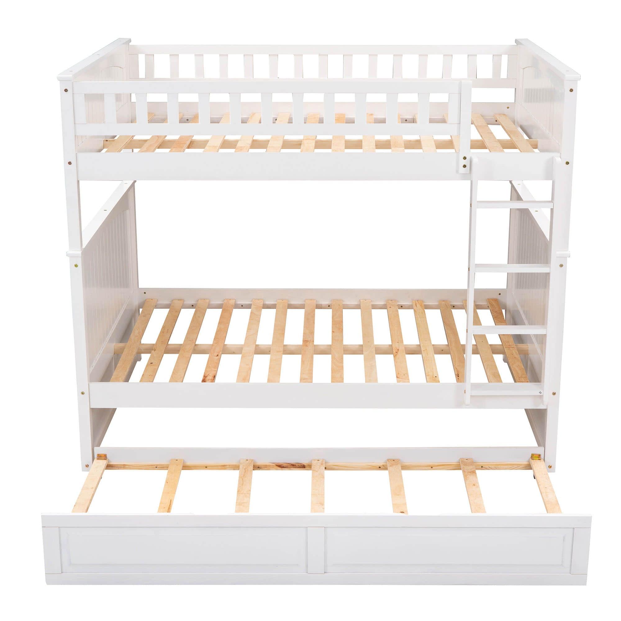 Wooden Full Over Full Bunk Beds with Trundle for Kids - [Convertible]