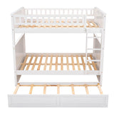 Wooden Full Over Full Bunk Beds with Trundle for Kids - [Convertible]