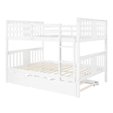 Convertible Full Over Full Bunk Beds with Trundle for Kids Adults - [Wooden]