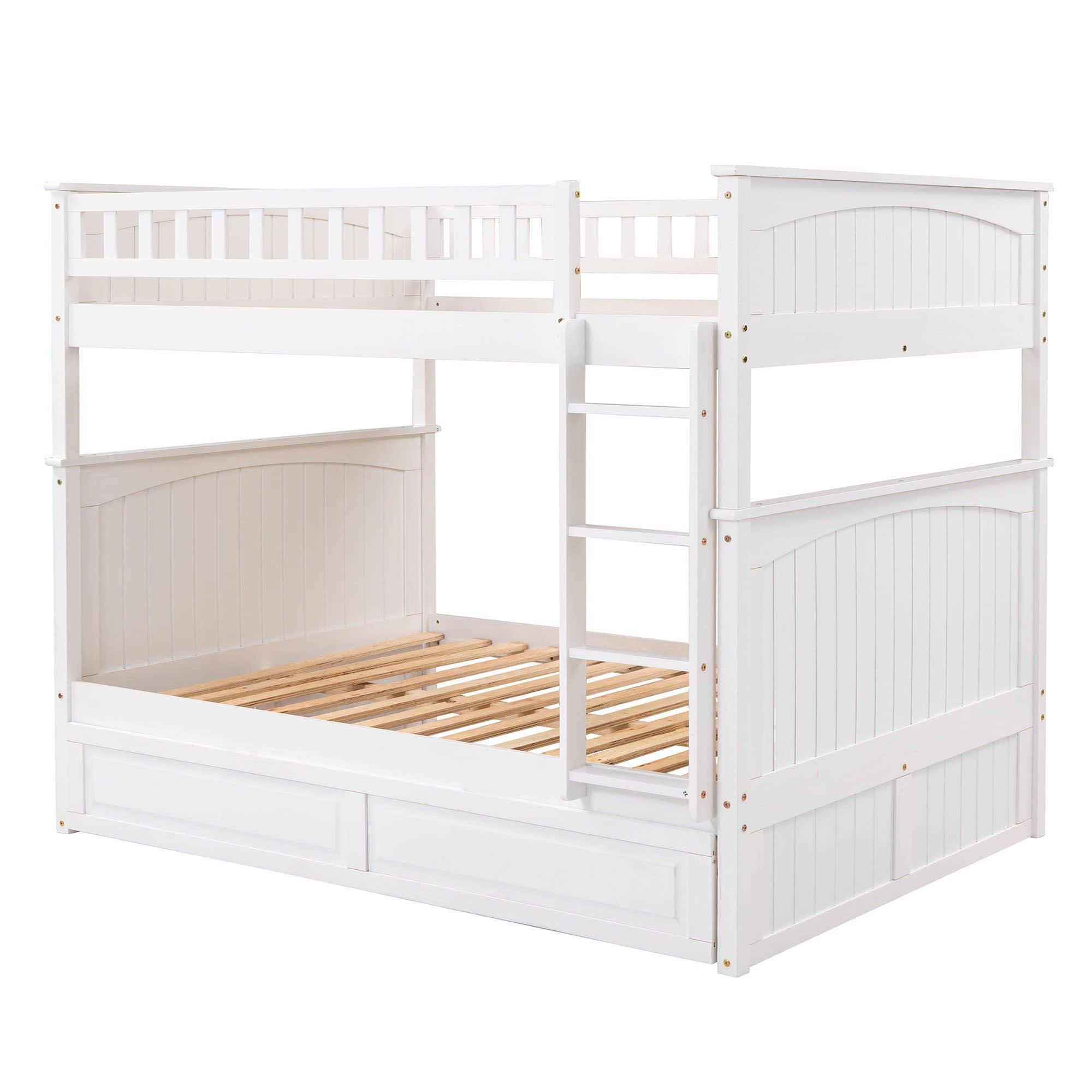 Wooden Full Over Full Bunk Beds with Trundle for Kids - [Convertible]