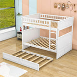 Wooden Full Over Full Bunk Beds with Trundle for Kids - [Convertible]