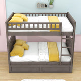 Wooden Full Over Full Bunk Beds with Trundle for Kids - [Convertible]