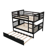 Convertible Full Over Full Bunk Beds with Trundle for Kids Adults - [Wooden]