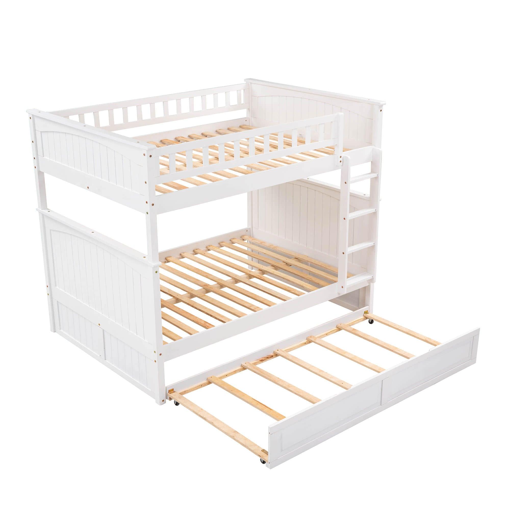 Wooden Full Over Full Bunk Beds with Trundle for Kids - [Convertible]