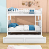 Wooden Full Over Full Bunk Beds with Trundle for Kids - [Convertible]