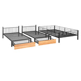 Full Over Twin & Twin Triple Bunk Beds with Storage - [Metal, Drawers, Table]