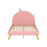 Wooden Cool Full Size Platform Bed with Unicorn Headboard for Girls, Kids