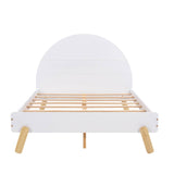 Wooden Cool Full Size Platform Bed with Unicorn Headboard for Girls, Kids