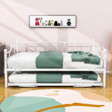 Metal Full / Double Size Daybed With Twin Pop Up Portable Folding Trundle