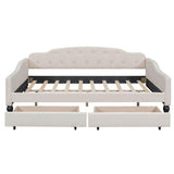 Upholstered Full Size Daybed with Storage Drawers