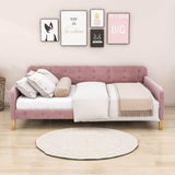 Modern Full Size Velvet Upholstered Daybed with Slats