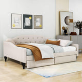 Upholstered Full Size Daybed with Storage Drawers