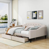 Upholstered Full Size Daybed with Storage Drawers