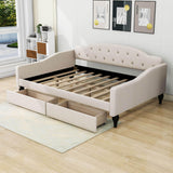 Upholstered Full Size Daybed with Storage Drawers