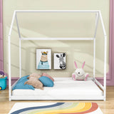 Solid Wood Full Size House Floor Bed for Toddler, Kids