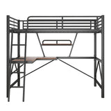 Metal Full Size Loft Bed with Desk and Storage Shelf for Adult, Jr - [Wood]