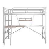 Metal Full Size Loft Bed with Desk and Storage Shelf for Adult, Jr - [Wood]