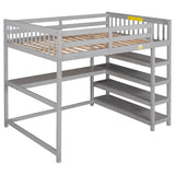 Full Size Loft Bed with Desk and Storage Shelves for Adults, Kids