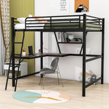 Metal Full Size Loft Bed with Desk and Storage Shelf for Adult, Jr - [Wood]