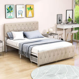 Metal Full Size Upholstered Storage Bed with Headboard and Drawers