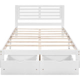 Wood Full Size Platform Bed Frame with Headboard and Storage