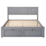 Full Size Platform Bed Frame with Under bed Storage - [Wooden, Drawers]