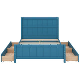 Wooden Full Size Platform Bed with Headboard and Storage - [Drawers, Shelves]