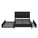 Metal Full Size Storage Platform Bed with Twin Trundle Bed