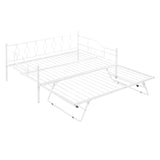 Metal Full / Double Size Daybed With Twin Pop Up Portable Folding Trundle