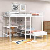 Metal Full Over Twin Bunk Bed with Desk and Storage - [L-Shaped, Shelves]