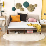 Linen Upholstered Full Size Daybed Couch for Living Room Mid-Century Modern