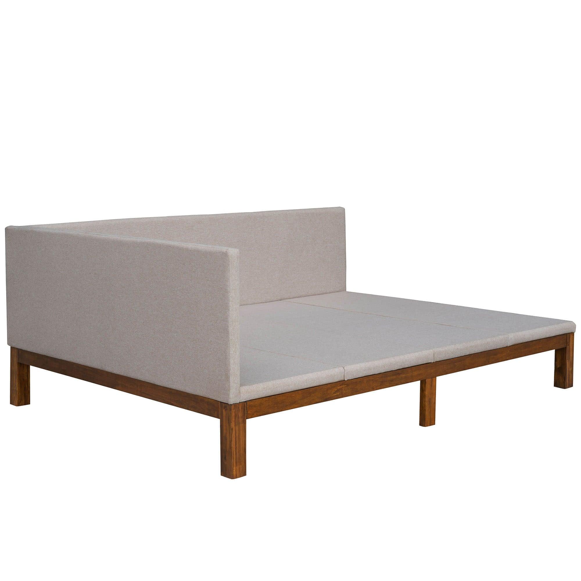 Linen Upholstered Full Size Daybed Couch for Living Room Mid-Century Modern