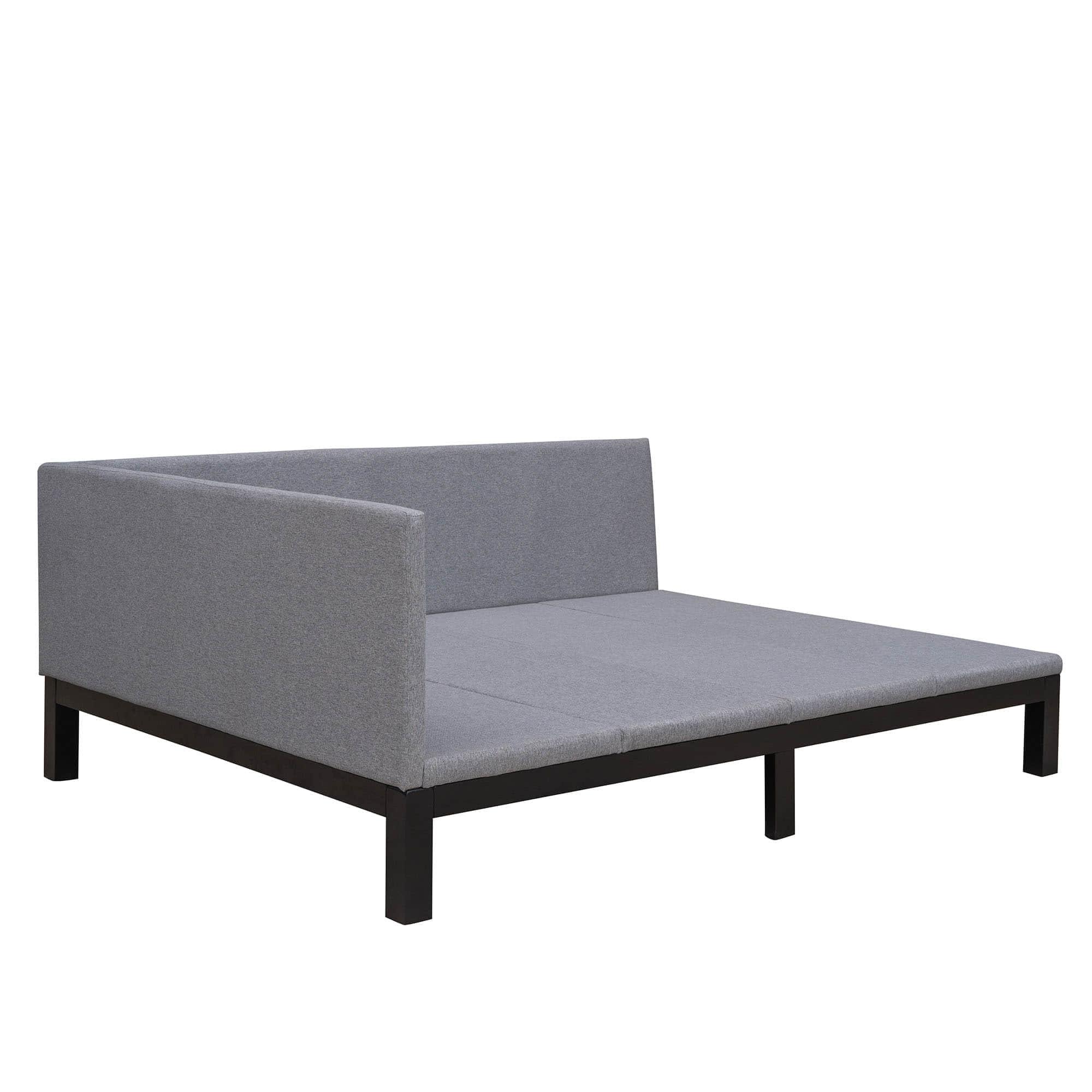 Linen Upholstered Full Size Daybed Couch for Living Room Mid-Century Modern